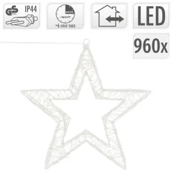 LED Weihnachtsstern 38 cm mit 960 warmweißen LEDs und Timer aus Metall für Innen und Außen IP44 Spritzwassergeschützt-ECD Germany