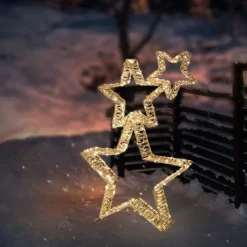 LED Weihnachtsstern 80 cm mit 350 warmweißen LEDs und Timer für Innen und Außen IP44 Spritzwassergeschützt-ECD Germany