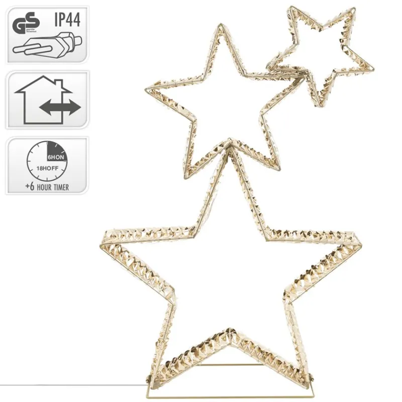 LED Weihnachtsstern 80 cm mit 350 warmweißen LEDs und Timer für Innen und Außen IP44 Spritzwassergeschützt-ECD Germany