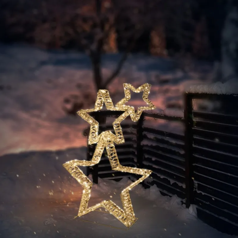 LED Weihnachtsstern 80 cm mit 350 warmweißen LEDs und Timer für Innen und Außen IP44 Spritzwassergeschützt-ECD Germany