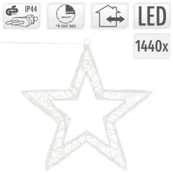 LED Weihnachtsstern 50 cm mit 1440 warmweißen LEDs und Timer aus Metall für Innen und Außen IP44 Spritzwassergeschützt-ECD Germany Discount