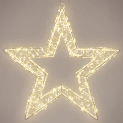 LED Weihnachtsstern 50 cm mit 1440 warmweißen LEDs und Timer aus Metall für Innen und Außen IP44 Spritzwassergeschützt-ECD Germany Discount