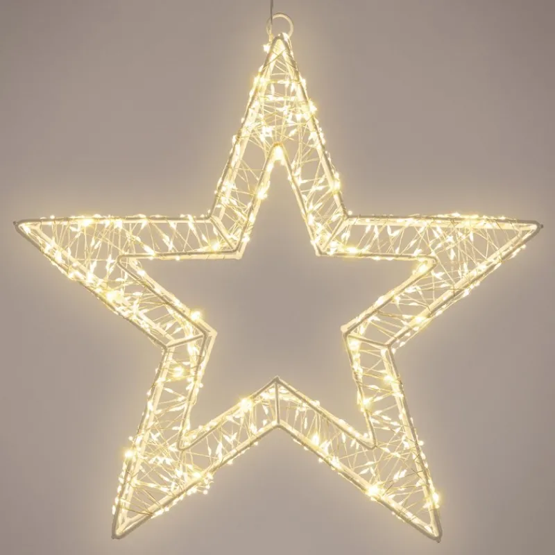 LED Weihnachtsstern 50 cm mit 1440 warmweißen LEDs und Timer aus Metall für Innen und Außen IP44 Spritzwassergeschützt-ECD Germany Discount