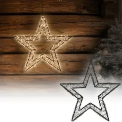 LED Weihnachtsstern 50 cm mit 720 extra-warmweißen LEDs und Timer für Innen und Außen IP44 Spritzwassergeschützt-ECD Germany Outlet