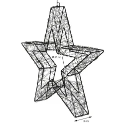 LED Weihnachtsstern 50 cm mit 720 extra-warmweißen LEDs und Timer für Innen und Außen IP44 Spritzwassergeschützt-ECD Germany Outlet