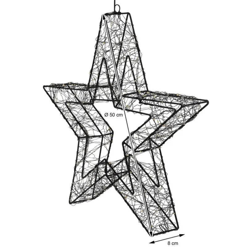 LED Weihnachtsstern 50 cm mit 720 extra-warmweißen LEDs und Timer für Innen und Außen IP44 Spritzwassergeschützt-ECD Germany Outlet