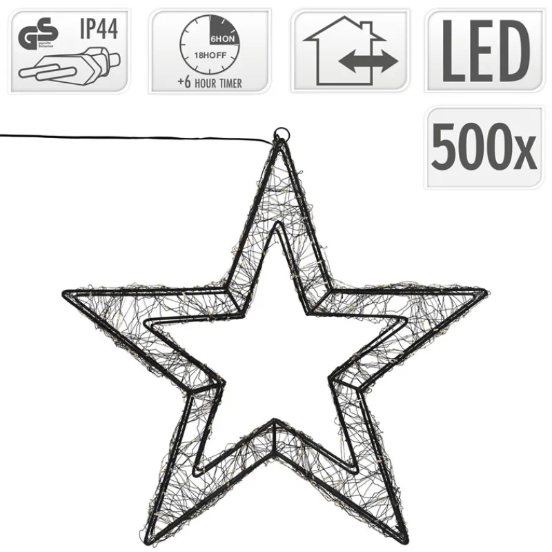 LED Weihnachtsstern 38 cm mit 500 extra-warmweißen LEDs und Timer für Innen und Außen IP44 Spritzwassergeschützt-ECD Germany