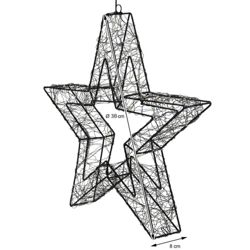 LED Weihnachtsstern 38 cm mit 500 extra-warmweißen LEDs und Timer für Innen und Außen IP44 Spritzwassergeschützt-ECD Germany