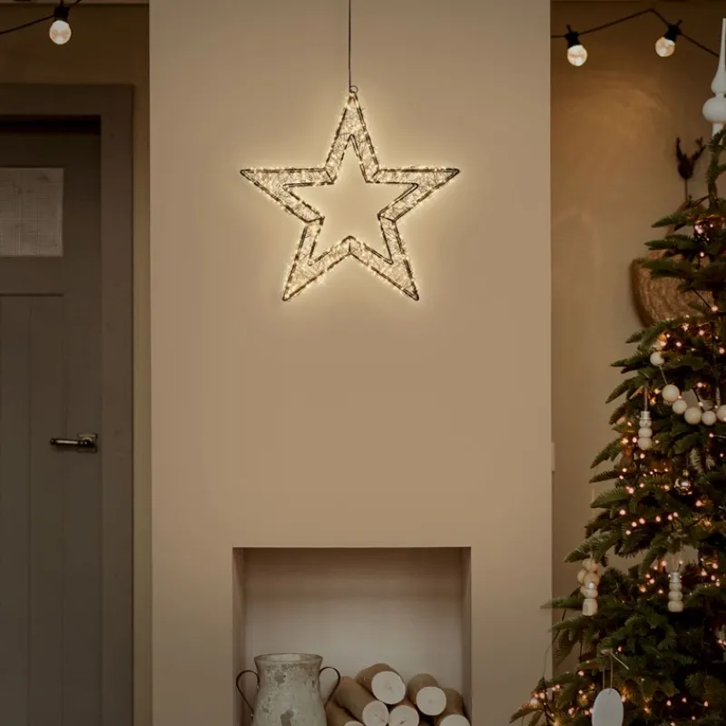 LED Weihnachtsstern 38 cm mit 500 extra-warmweißen LEDs und Timer für Innen und Außen IP44 Spritzwassergeschützt-ECD Germany