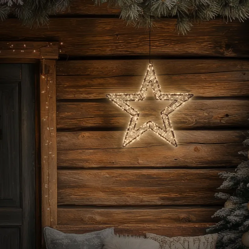 LED Weihnachtsstern 38 cm mit 500 extra-warmweißen LEDs und Timer für Innen und Außen IP44 Spritzwassergeschützt-ECD Germany