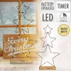 LED Weihnachtssternturm aus 3 Sternen 57 cm Schwarz aus Metall mit 40 warmweißen LEDs Batteriebetrieb-ECD Germany Online