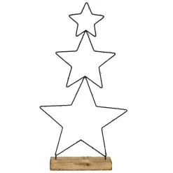 LED Weihnachtssternturm aus 3 Sternen 57 cm Schwarz aus Metall mit 40 warmweißen LEDs Batteriebetrieb-ECD Germany Online