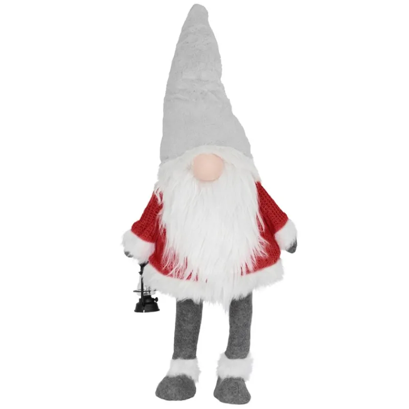 LED Wichtel-Figur 80 cm Rot/Grau aus Kunststoff und Polyester-ECD Germany Clearance