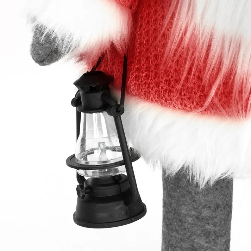 LED Wichtel-Figur 80 cm Rot/Grau aus Kunststoff und Polyester-ECD Germany Clearance