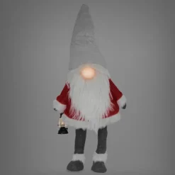 LED Wichtel-Figur 80 cm Rot/Grau aus Kunststoff und Polyester-ECD Germany Clearance