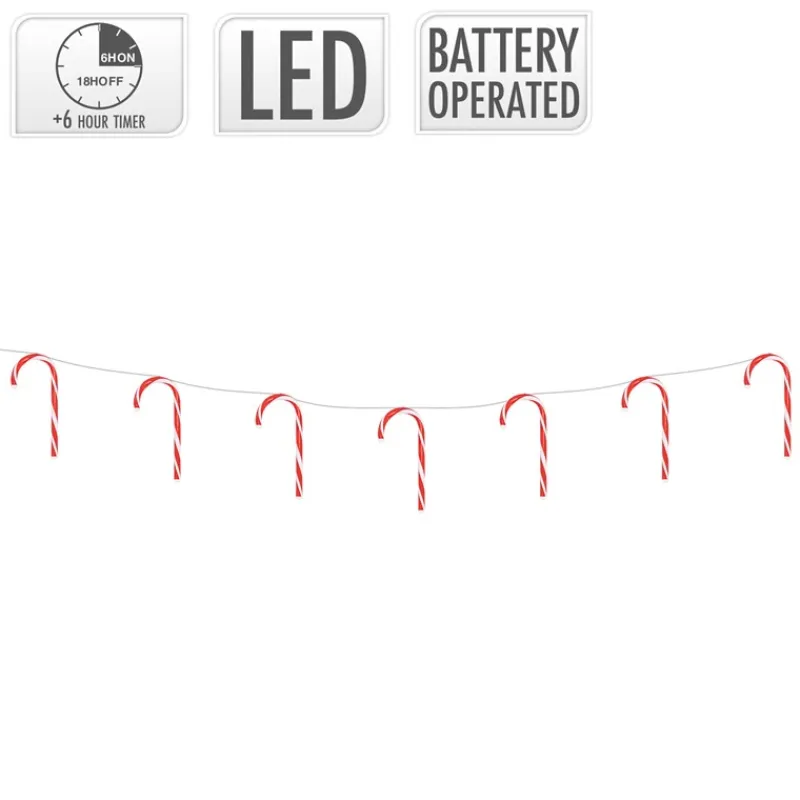 LED Zuckerstangenlichterkette 330 cm mit 28 warmweißen LEDs-ECD Germany Best