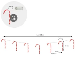 LED Zuckerstangenlichterkette 330 cm mit 28 warmweißen LEDs-ECD Germany Best