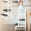 Lernturm für Kinder ab 1 Jahr weiß/schwarz mit höhenverstellbarer Plattform aus Holz von Joyz-ECD Germany Clearance