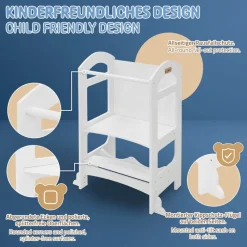 Lernturm 2in1 für Kinder ab 1 Jahr Weiß aus Holz inkl. Tafel von Joyz-ECD Germany Hot