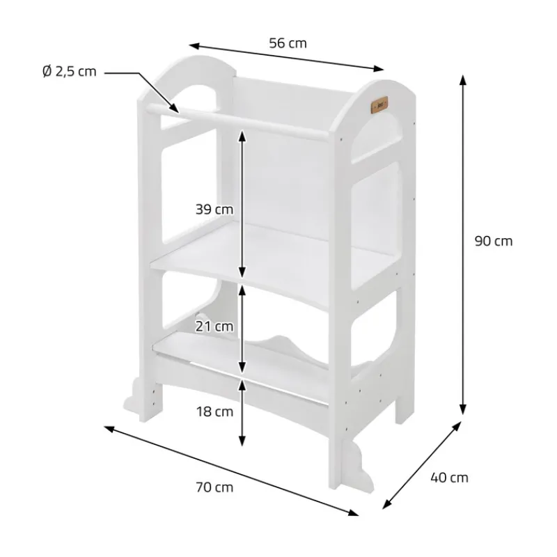 Lernturm 2in1 für Kinder ab 1 Jahr Weiß aus Holz inkl. Tafel von Joyz-ECD Germany Hot