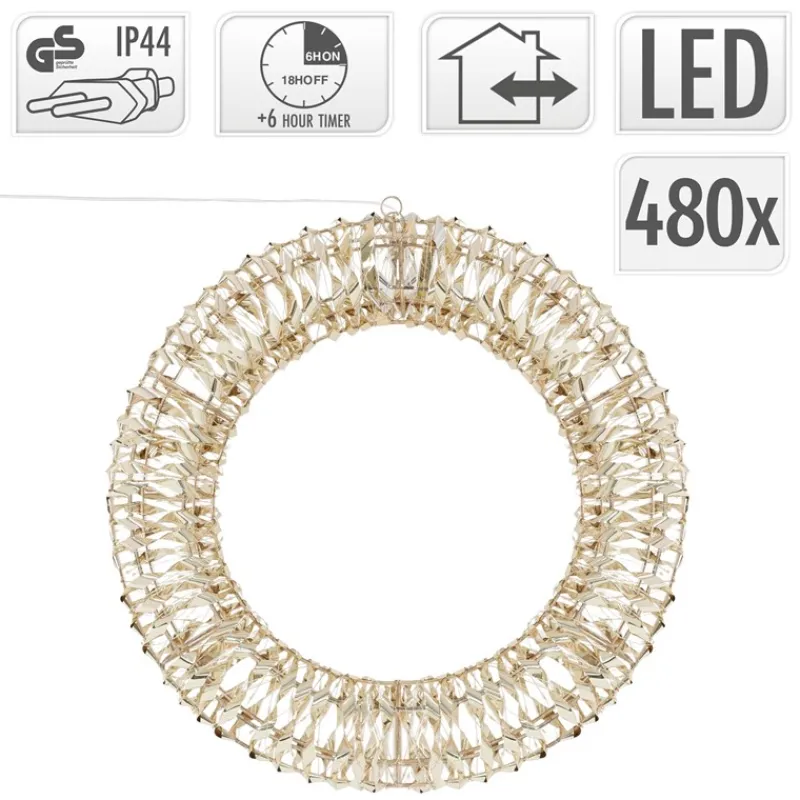 Lichterkranz für Weihnachten 38 cm warmweiß 480 LEDs IP44 Innen/Außen-ECD Germany Outlet