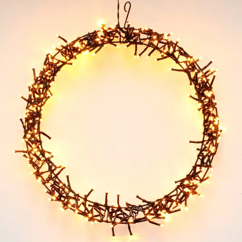 Lichterkranz für Weihnachten Ø38cm Warmweiß 300 LEDs IP44 Innen/Außen-ECD Germany Discount