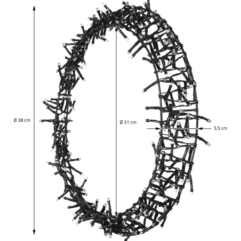 Lichterkranz für Weihnachten Ø38cm Warmweiß 300 LEDs IP44 Innen/Außen-ECD Germany Discount