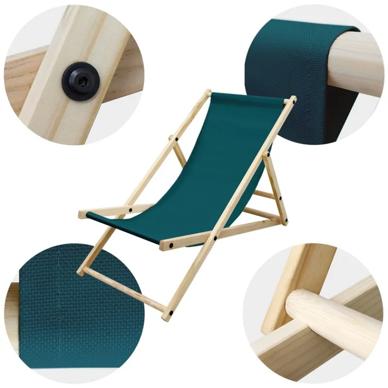 Liegestuhl 5er Set klappbar aus Holz 3 Liegepositionen bis 120 kg Dunkelgrün-ECD Germany Best