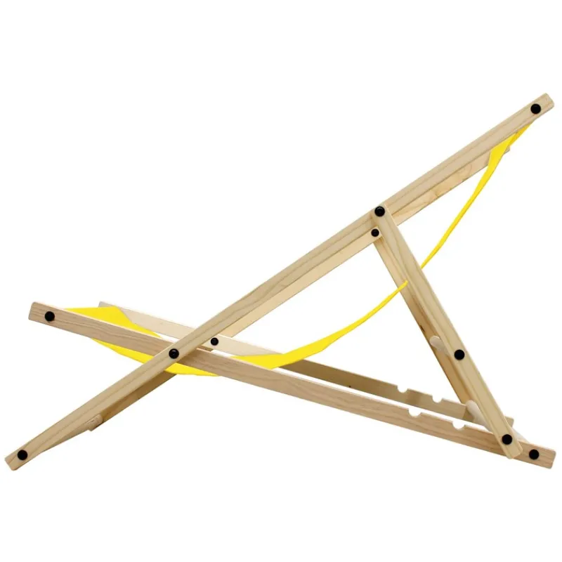 Liegestuhl klappbar Gelb Holz verstellbare Rückenlehne bis 120 kg Sonnenliege Gartenliege Strandliege-ECD Germany Outlet