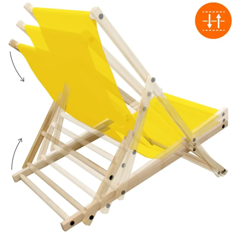 Liegestuhl klappbar Gelb Holz verstellbare Rückenlehne bis 120 kg Sonnenliege Gartenliege Strandliege-ECD Germany Outlet