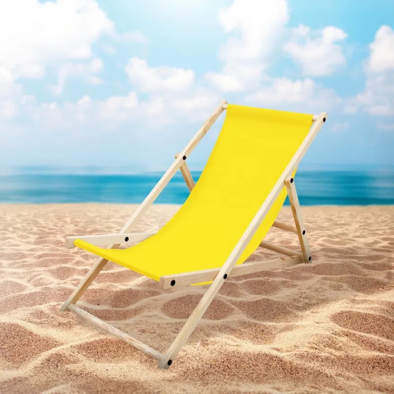 Liegestuhl klappbar Gelb Holz verstellbare Rückenlehne bis 120 kg Sonnenliege Gartenliege Strandliege-ECD Germany Outlet