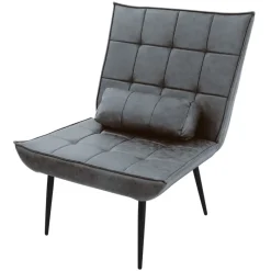 Lounge Chair aus Kunstleder Anthrazit Polstersessel mit Lendenkissen Relaxsessel ML-Design-ECD Germany Sale