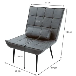 Lounge Chair aus Kunstleder Anthrazit Polstersessel mit Lendenkissen Relaxsessel ML-Design-ECD Germany Sale
