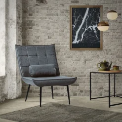 Lounge Chair aus Kunstleder Anthrazit Polstersessel mit Lendenkissen Relaxsessel ML-Design-ECD Germany Sale