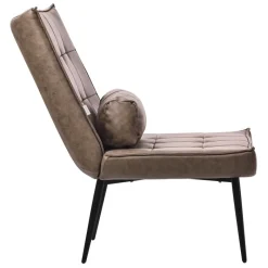 Lounge Chair aus Kunstleder Braun Polstersessel mit Lendenkissen Relaxsessel ML-Design-ECD Germany Discount