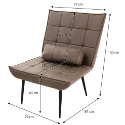 Lounge Chair aus Kunstleder Braun Polstersessel mit Lendenkissen Relaxsessel ML-Design-ECD Germany Discount