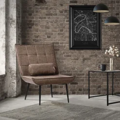 Lounge Chair aus Kunstleder Braun Polstersessel mit Lendenkissen Relaxsessel ML-Design-ECD Germany Discount