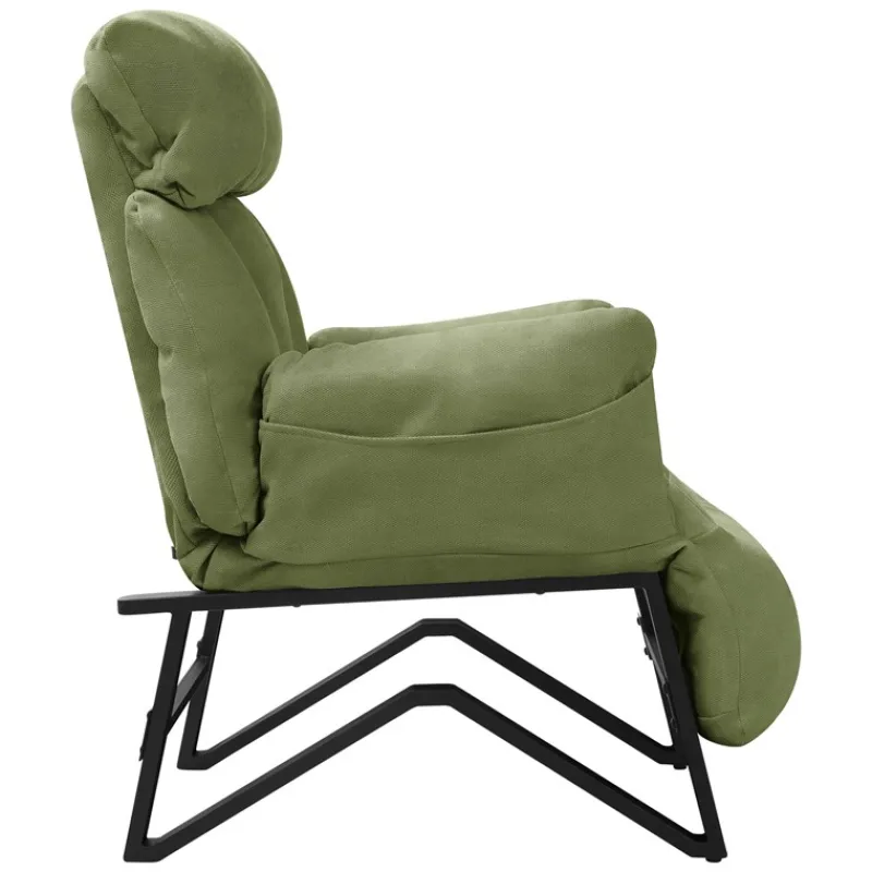 Loungesessel mit Armlehnen Grün Relaxsessel mit Leinenbezug ML-Design-ECD Germany Online