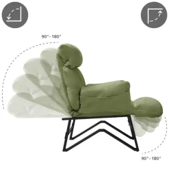 Loungesessel mit Armlehnen Grün Relaxsessel mit Leinenbezug ML-Design-ECD Germany Online