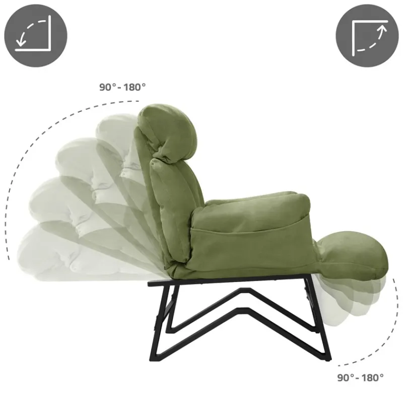 Loungesessel mit Armlehnen Grün Relaxsessel mit Leinenbezug ML-Design-ECD Germany Online