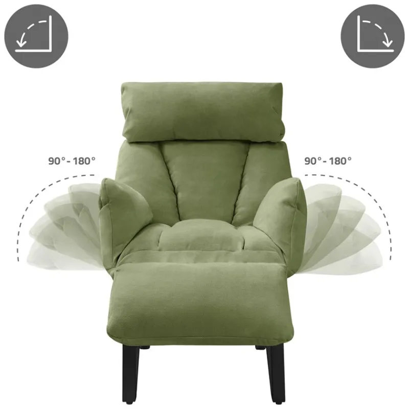 Loungesessel mit Armlehnen Grün Relaxsessel mit Leinenbezug ML-Design-ECD Germany Online