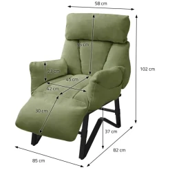 Loungesessel mit Armlehnen Grün Relaxsessel mit Leinenbezug ML-Design-ECD Germany Online