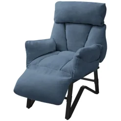 Loungesessel mit Armlehnen Blau Relaxsessel mit Leinenbezug ML-Design-ECD Germany New