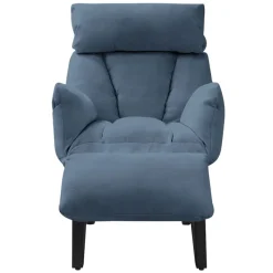 Loungesessel mit Armlehnen Blau Relaxsessel mit Leinenbezug ML-Design-ECD Germany New