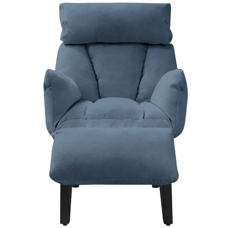 Loungesessel mit Armlehnen Blau Relaxsessel mit Leinenbezug ML-Design-ECD Germany New