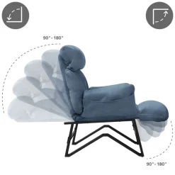 Loungesessel mit Armlehnen Blau Relaxsessel mit Leinenbezug ML-Design-ECD Germany New