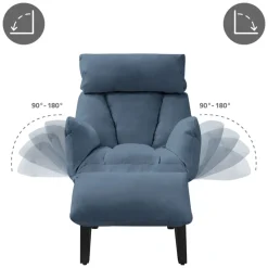 Loungesessel mit Armlehnen Blau Relaxsessel mit Leinenbezug ML-Design-ECD Germany New