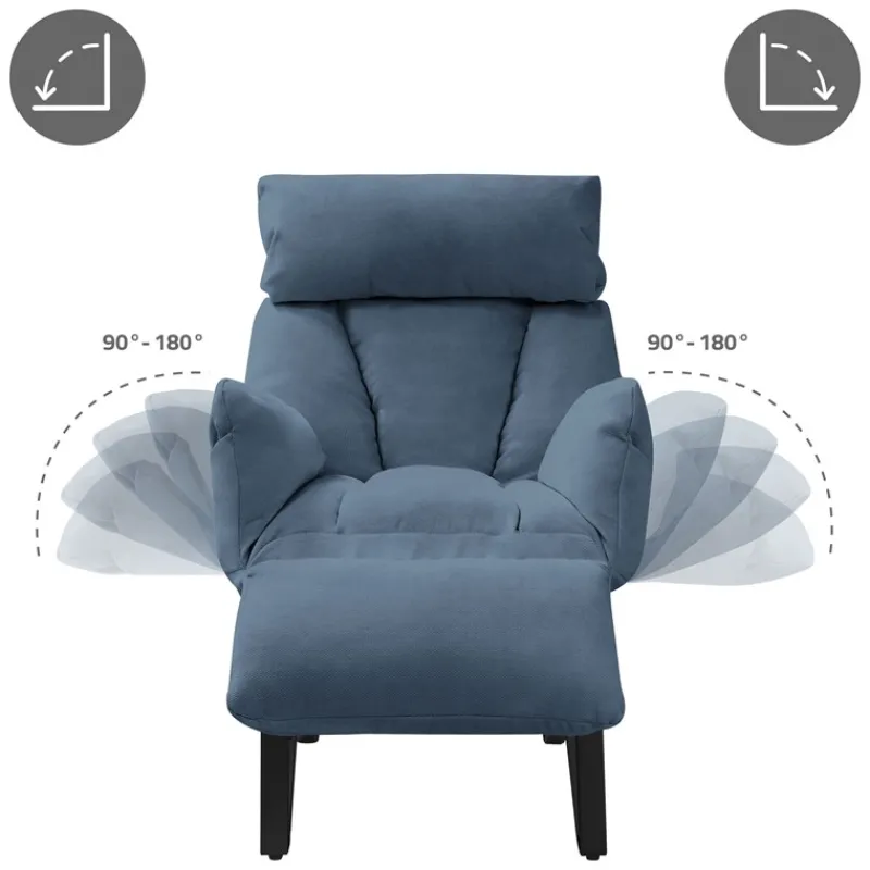 Loungesessel mit Armlehnen Blau Relaxsessel mit Leinenbezug ML-Design-ECD Germany New