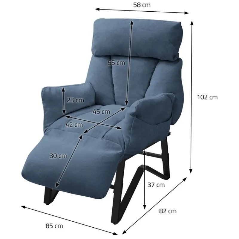 Loungesessel mit Armlehnen Blau Relaxsessel mit Leinenbezug ML-Design-ECD Germany New
