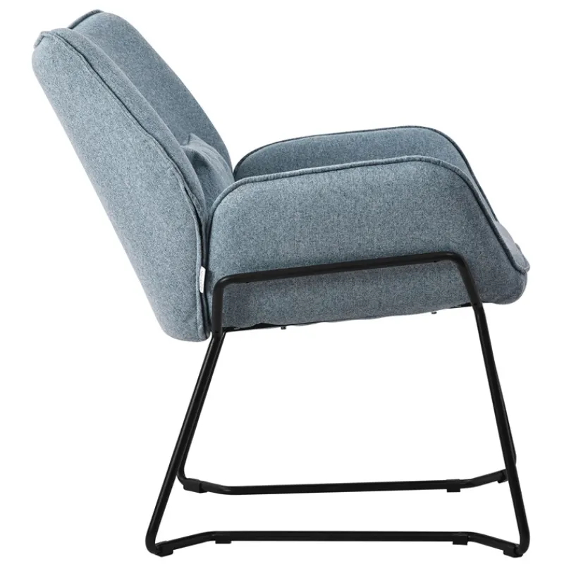 Loungesessel mit Armlehnen Blau Relaxsessel mit Leinenbezug ML-Design-ECD Germany